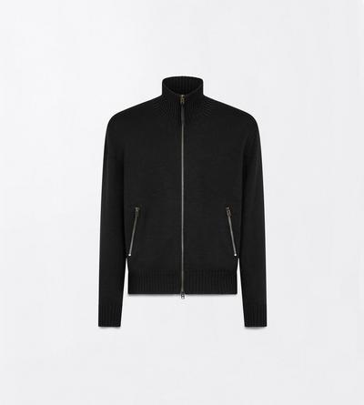 TOM FORD WOOL BLACK OBERTEIL AUS MERINO MIT DURCHGEHENDEM REISSVERSCHLUSS UND LEDERAUFN&Auml;HERN