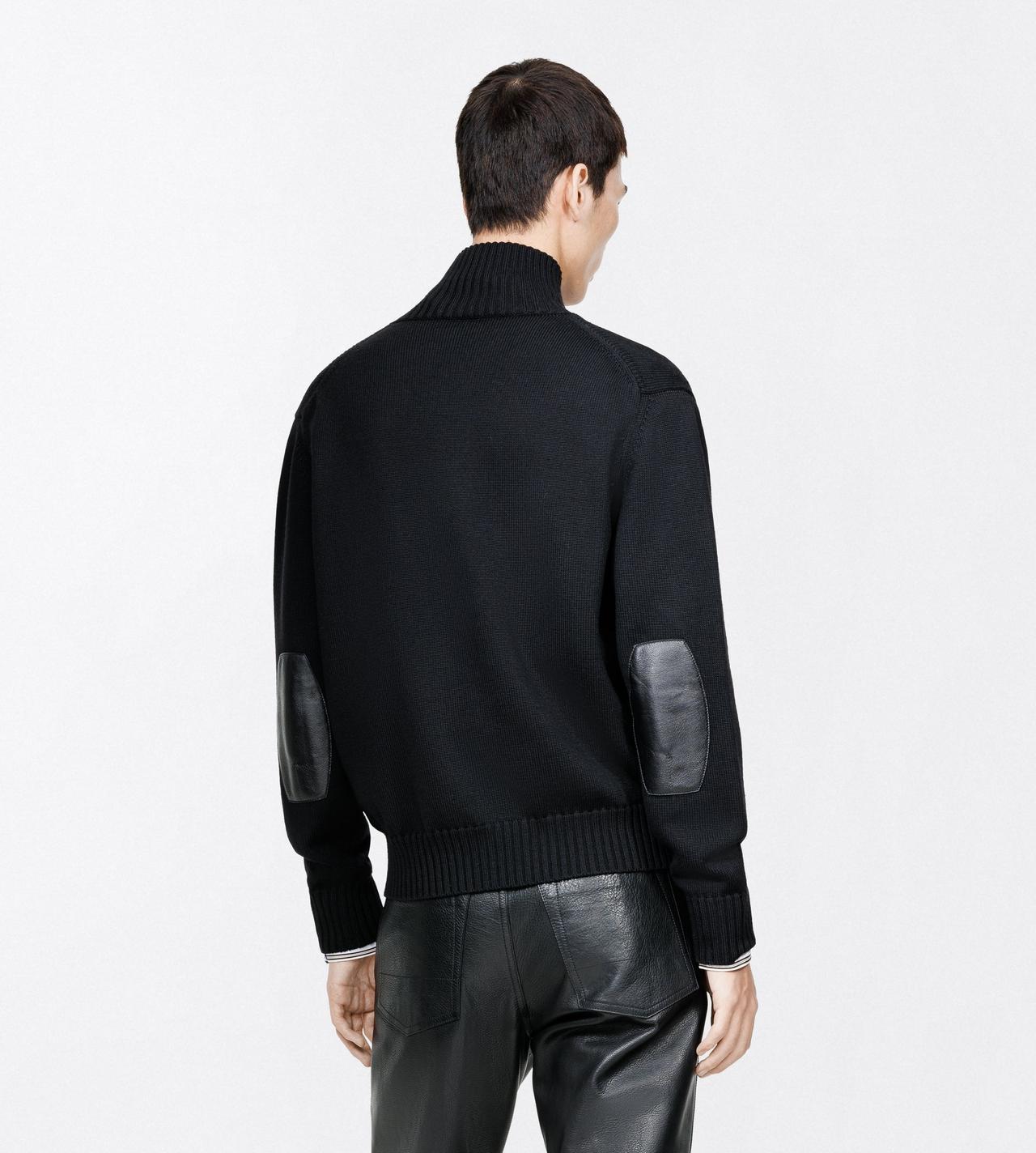 TOM FORD WOOL BLACK OBERTEIL AUS MERINO MIT DURCHGEHENDEM REISSVERSCHLUSS UND LEDERAUFN&Auml;HERN
