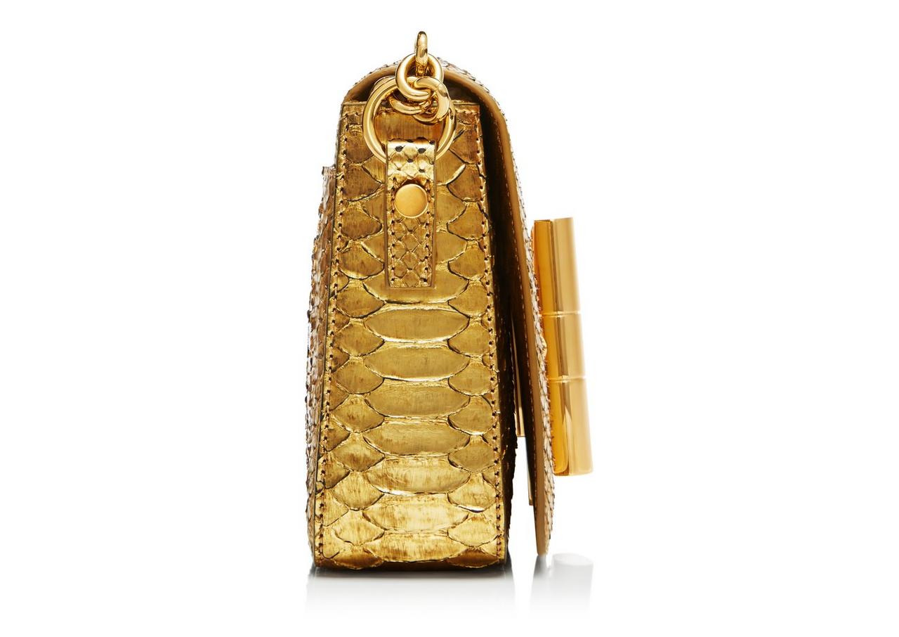 Tom Ford New Natalia Mini Leather-trimmed Metallic Python Shoulder Bag -  Gold