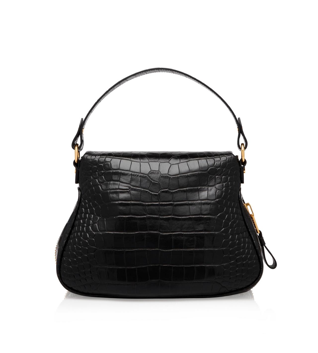 SHINY STAMPED CROCODILE LEATHER JENNIFER MEDIUM DOUBLE STRAP BAG image number 2