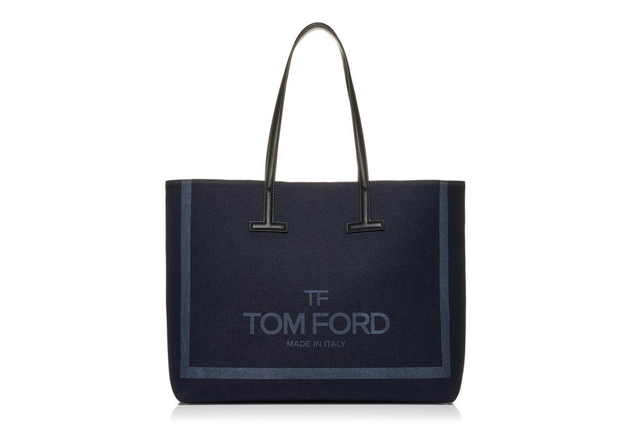 Tom Ford Label Medium Denim Pouch Shoulder Bag