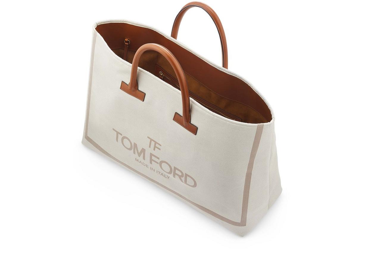 Tom ford printed canvas and leather 2025 t tote bag