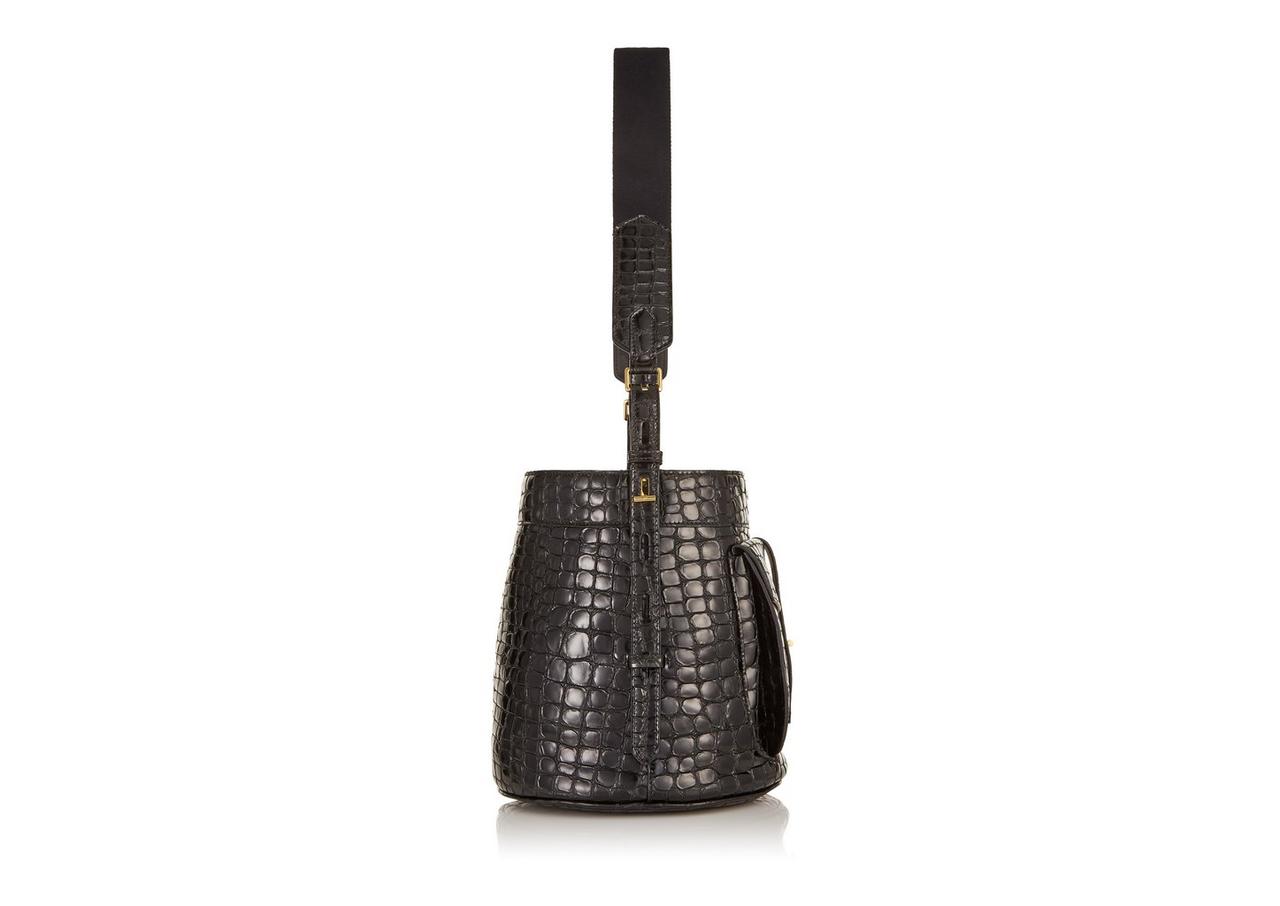 EMBOSSED CROCODILE BUCKET BAG image number 1