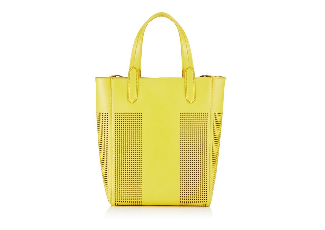 PERFORATED LEATHER SMALL NORTH/SOUTH GRAPHIC T TOTE image number 2