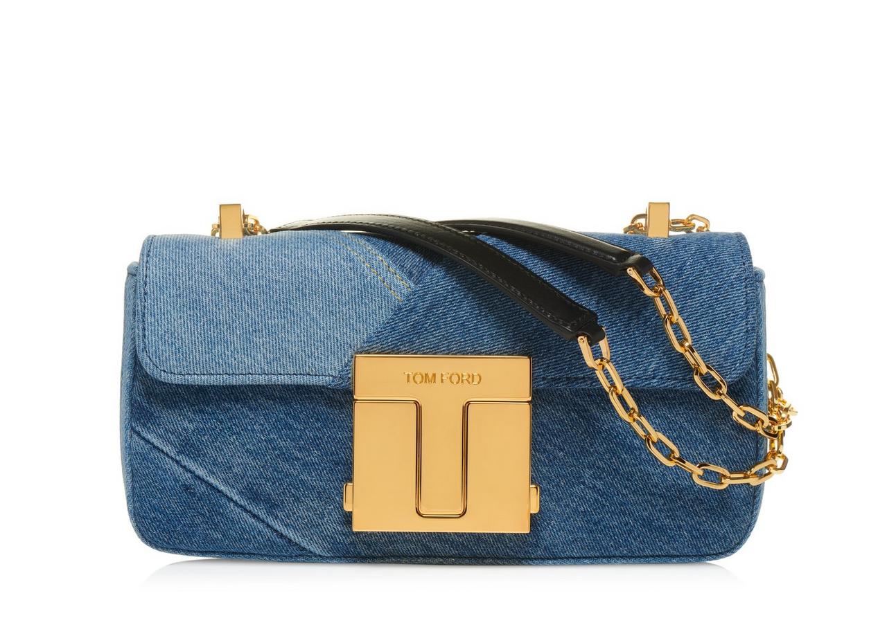 DENIM PATCHWORK 001 CHAIN MEDIUM SHOULDER BAG Tom Ford Fashion