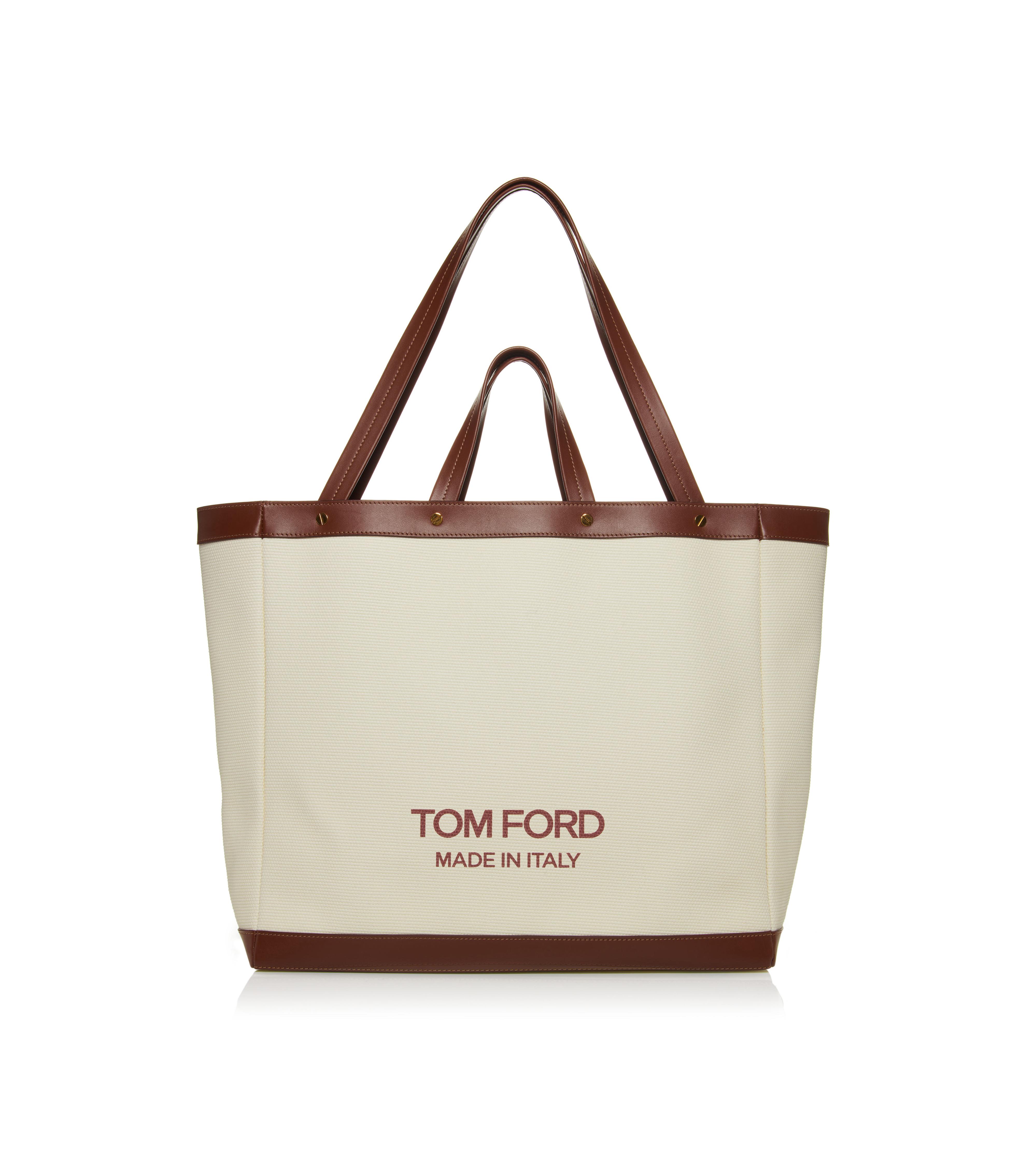T Screw Large Leather And Mesh Tote Bag in Black - Tom Ford