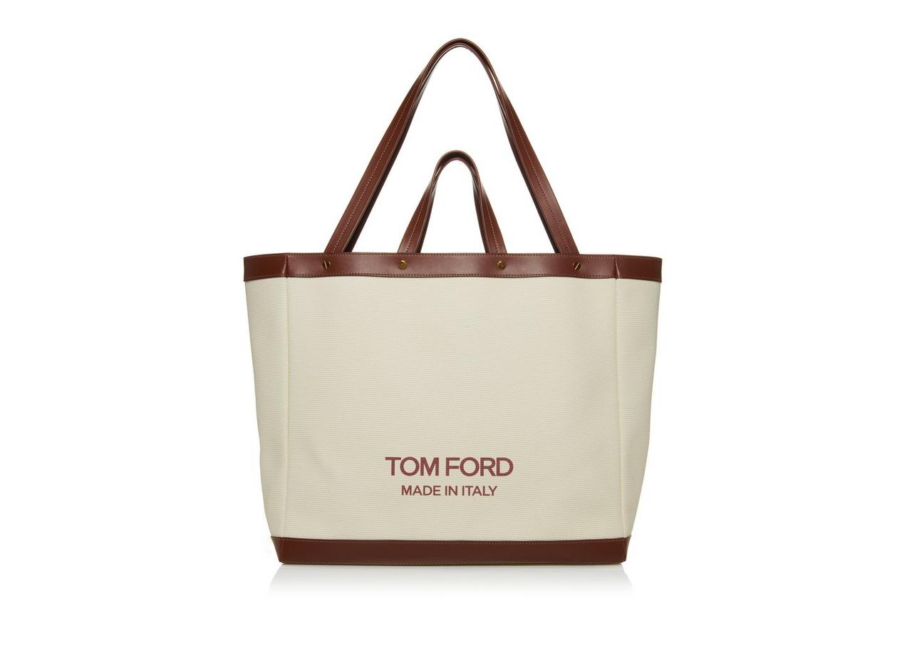 Tom ford printed canvas and leather t sale tote bag