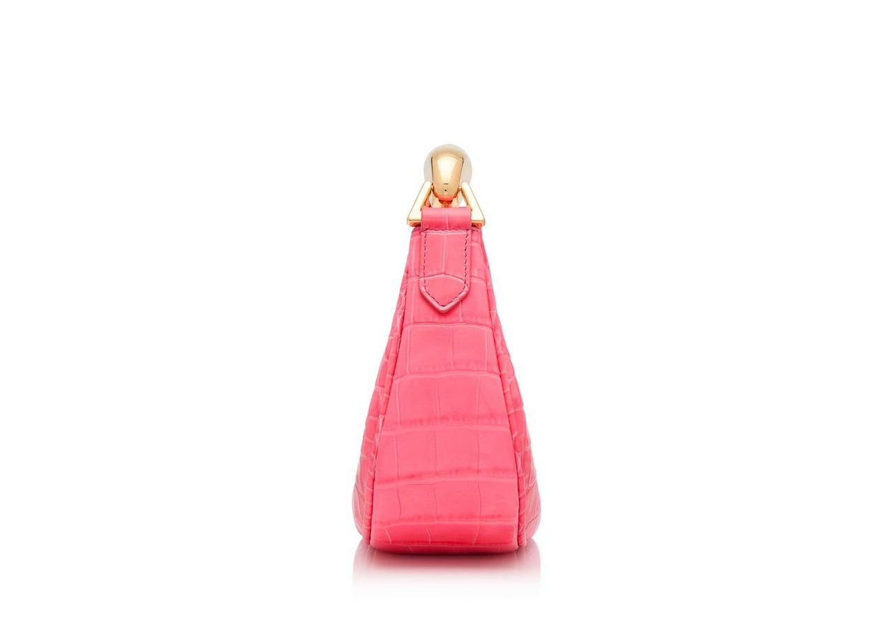 SHINY STAMPED CROCODILE LEATHER BIANCA MINI HOBO image number 1