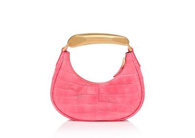 SHINY STAMPED CROCODILE LEATHER BIANCA MINI HOBO image number 2