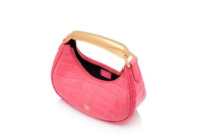 SHINY STAMPED CROCODILE LEATHER BIANCA MINI HOBO image number 3