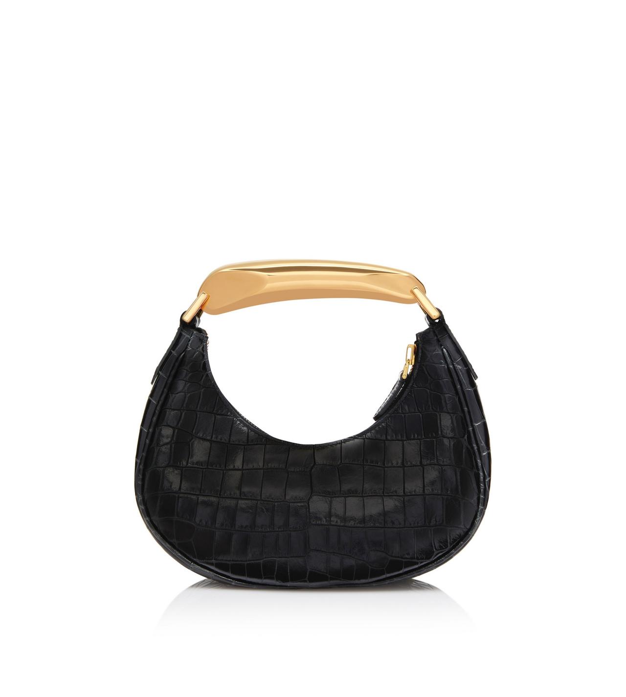 SHINY STAMPED CROCODILE LEATHER BIANCA MINI HOBO