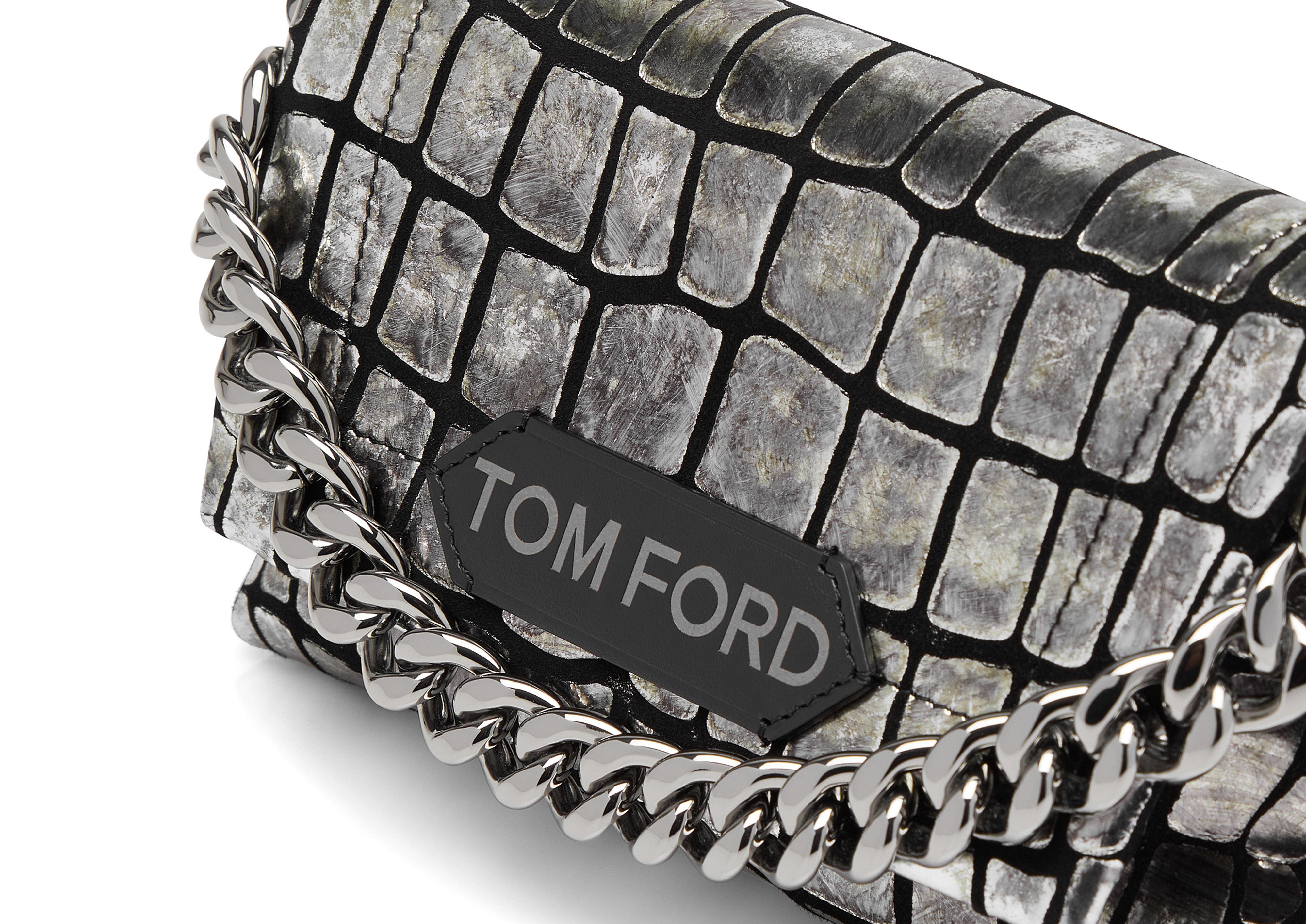 TOM FORD - Introducing the Triple Chain Bag with gold, silver and ruthenium  hardware and a TF metal logo.  #TOMFORD