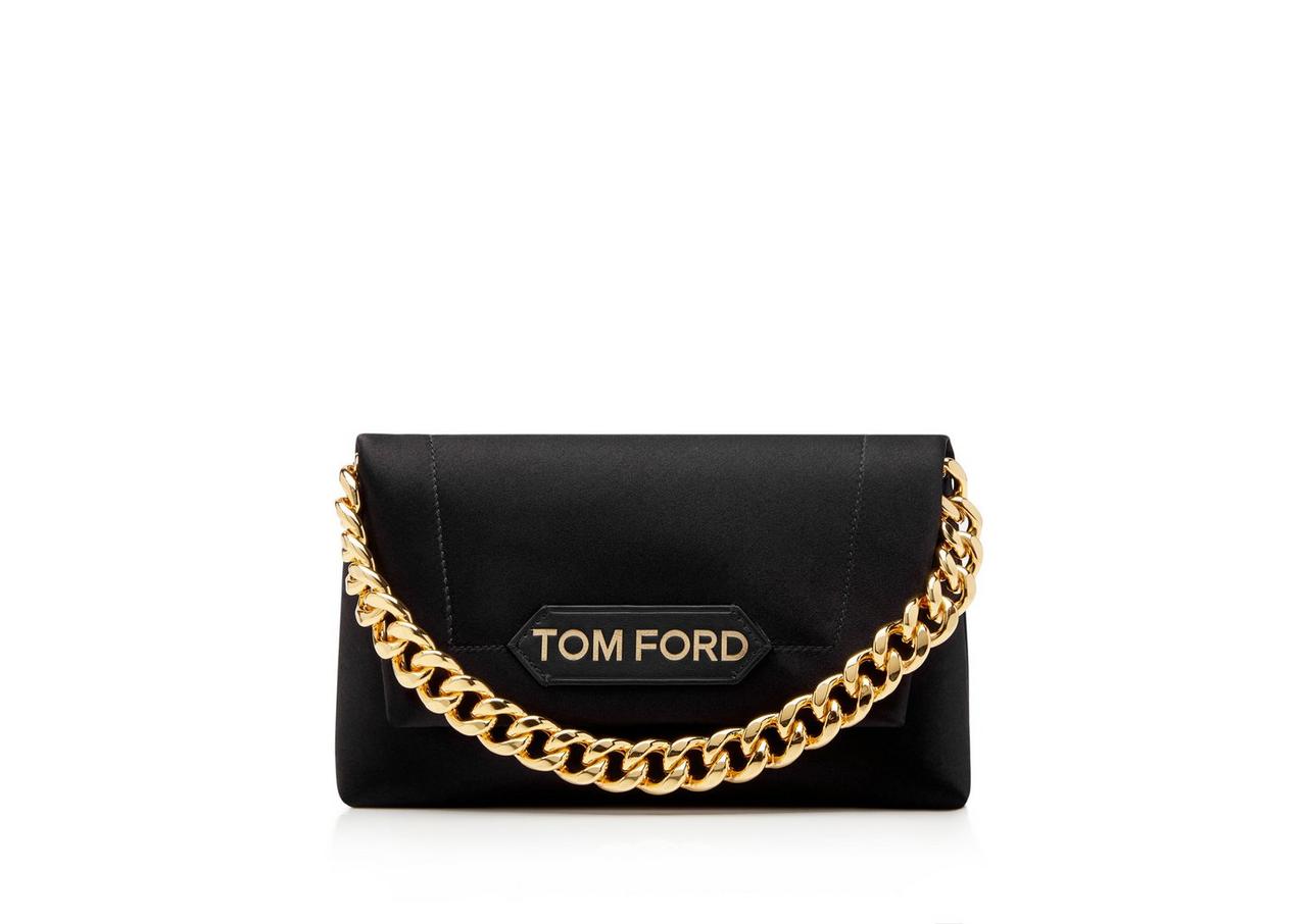 TOM FORD Triple Chain Small Embellished Metallic Leather Shoulder Bag