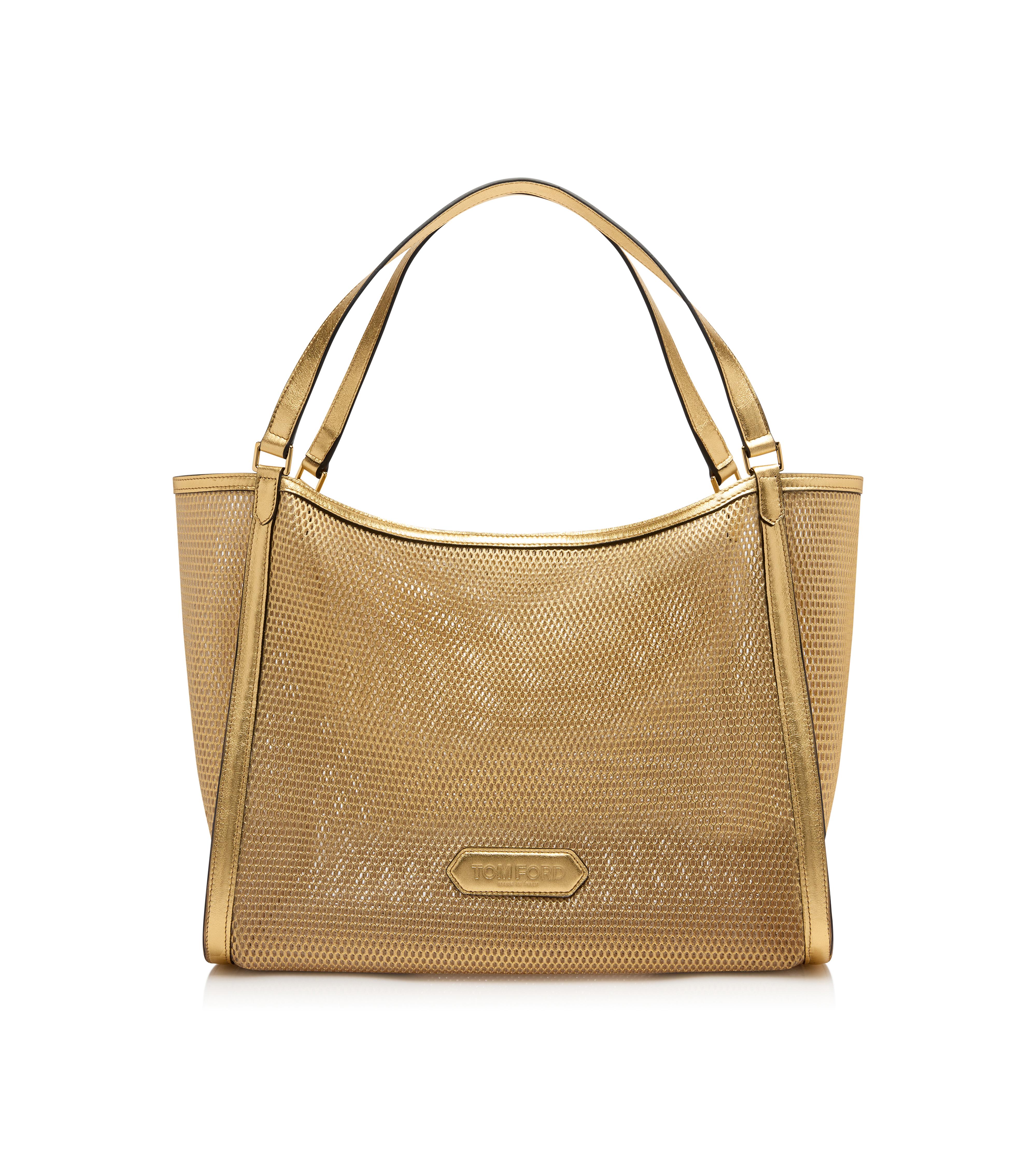 Tom Ford Mini Shopping Bag In Canvas And Leather in White