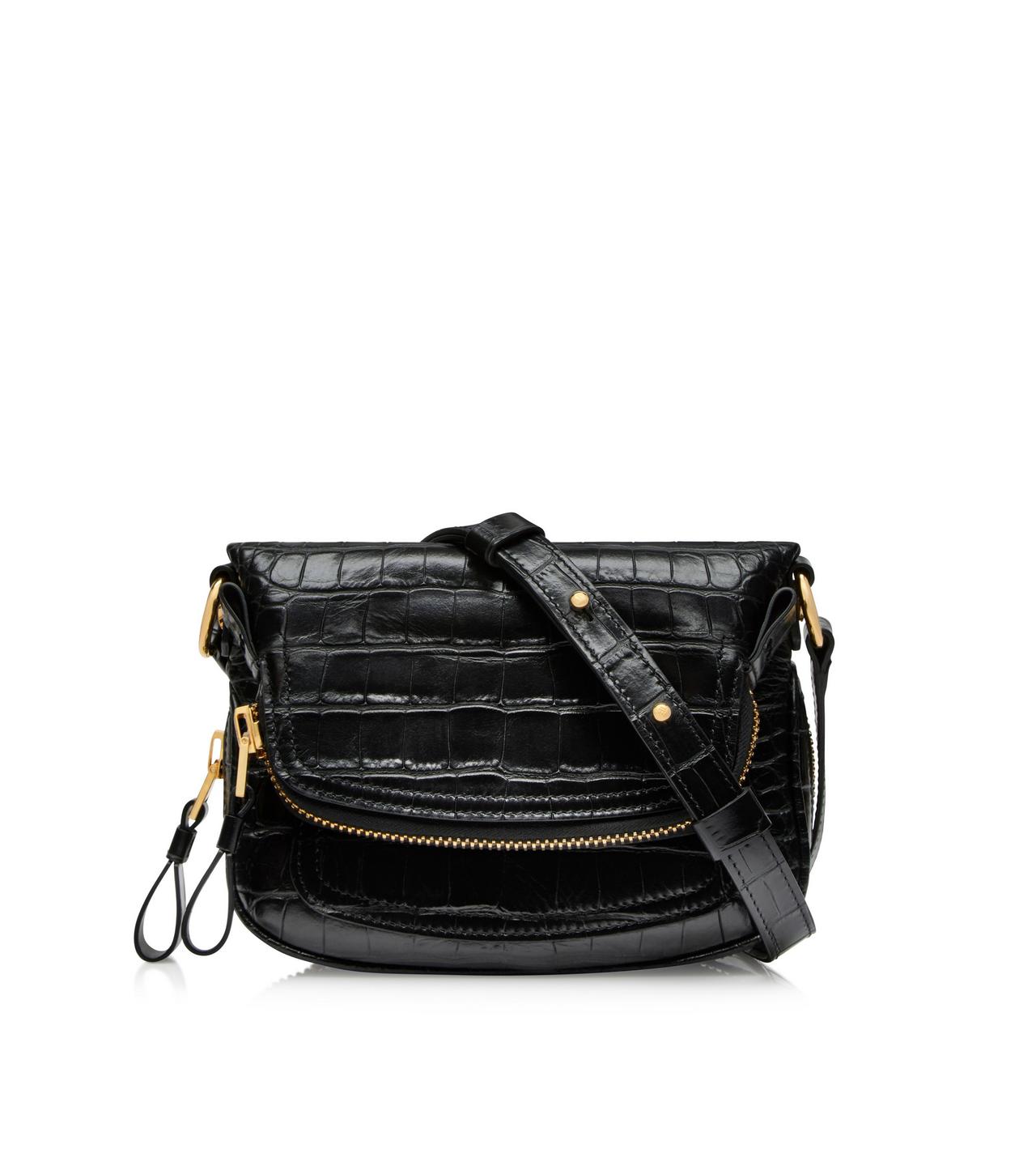 TOM FORD Mini Jennifer Croc Embossed Leather Crossbody Bag