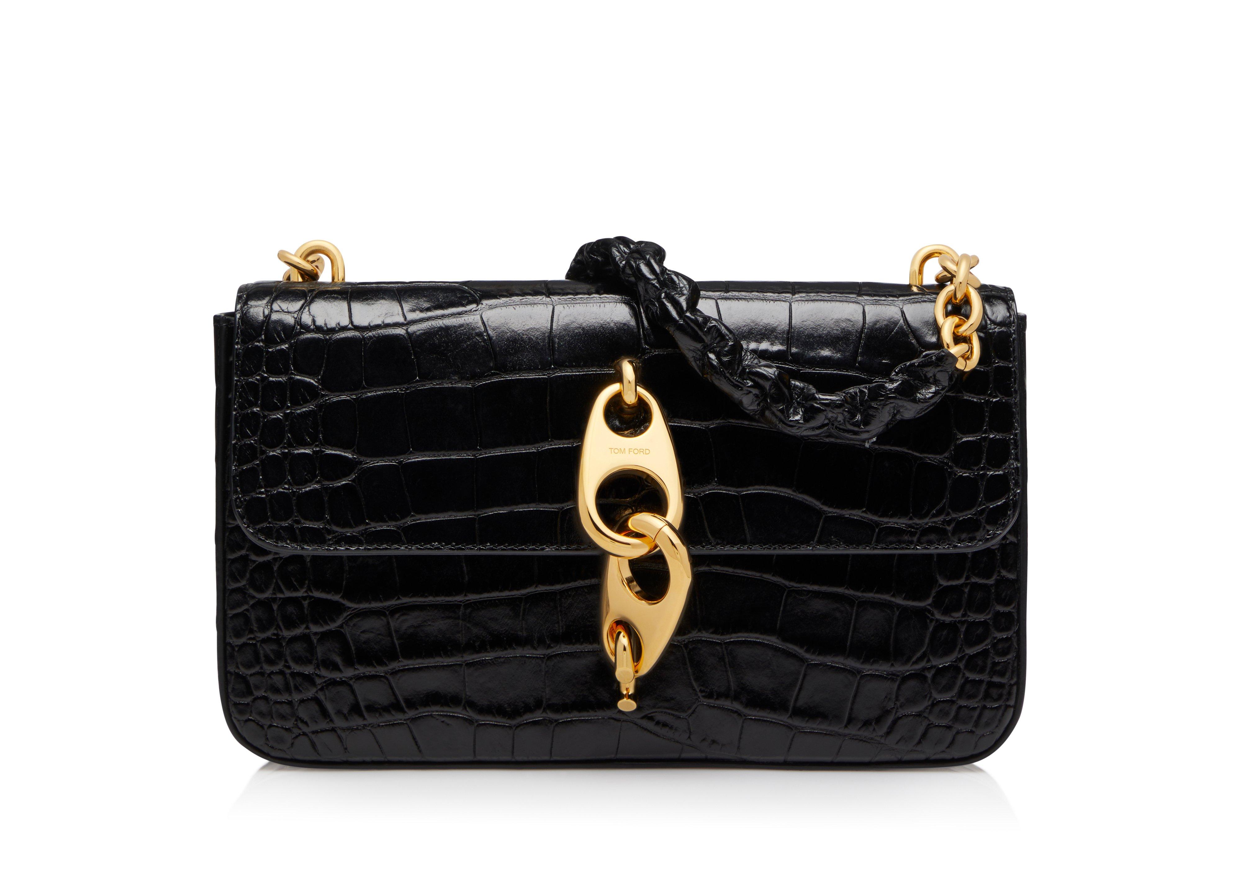 Carine Large Leather Shoulder Bag in Black - Tom Ford