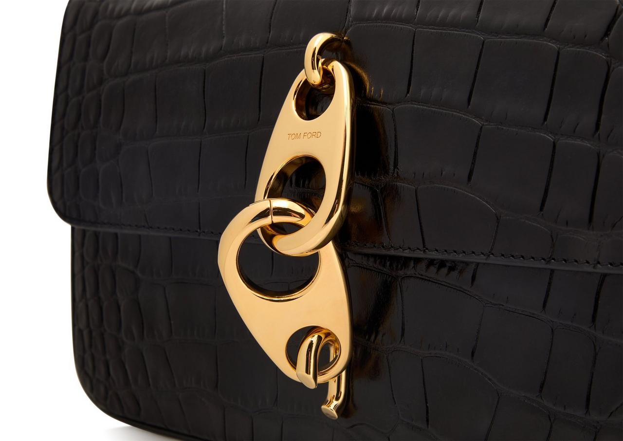 Carine Large Leather Shoulder Bag in Black - Tom Ford