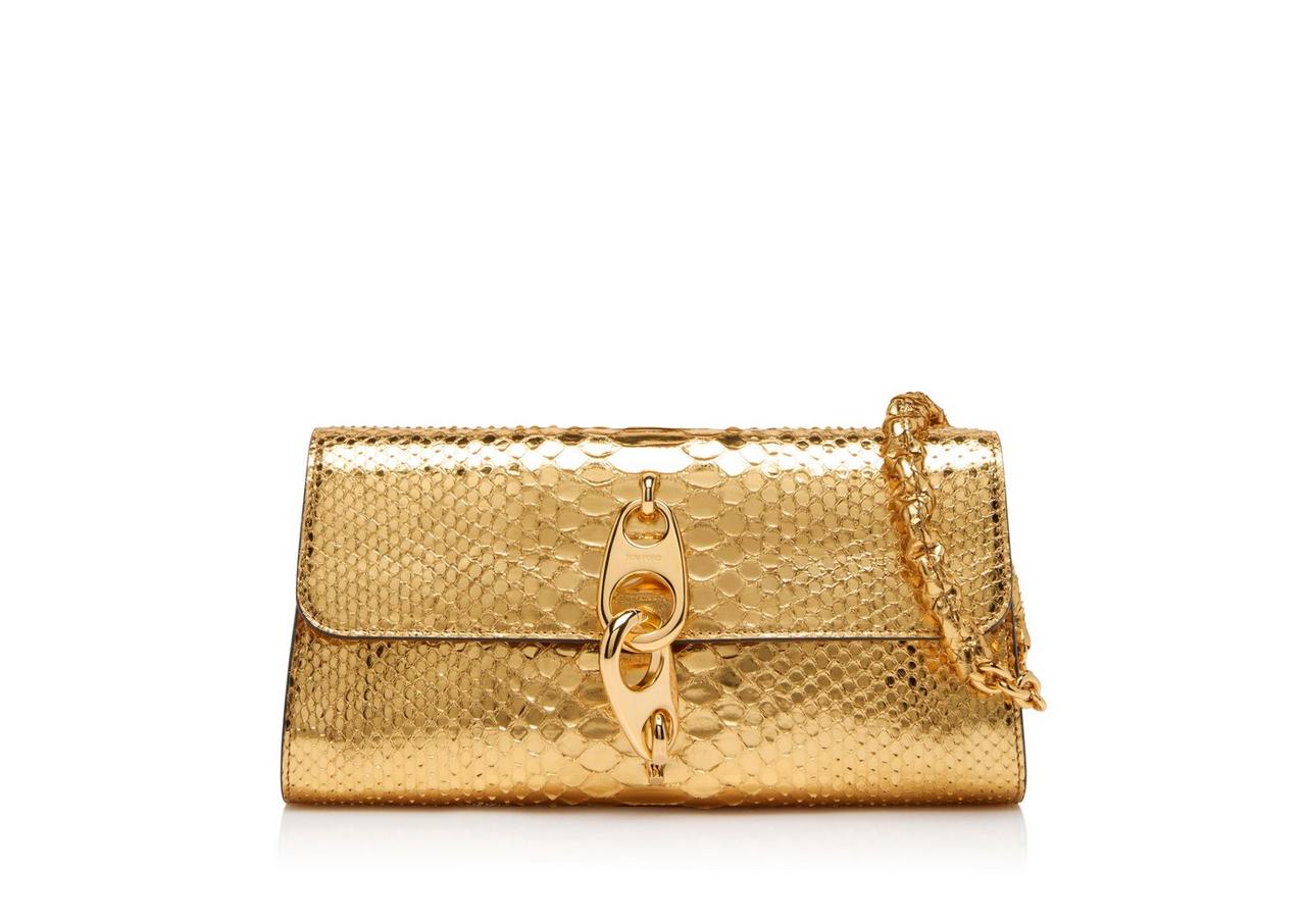 LAMINATED PYTHON CARINE WRISTLET CLUTCH image number 0