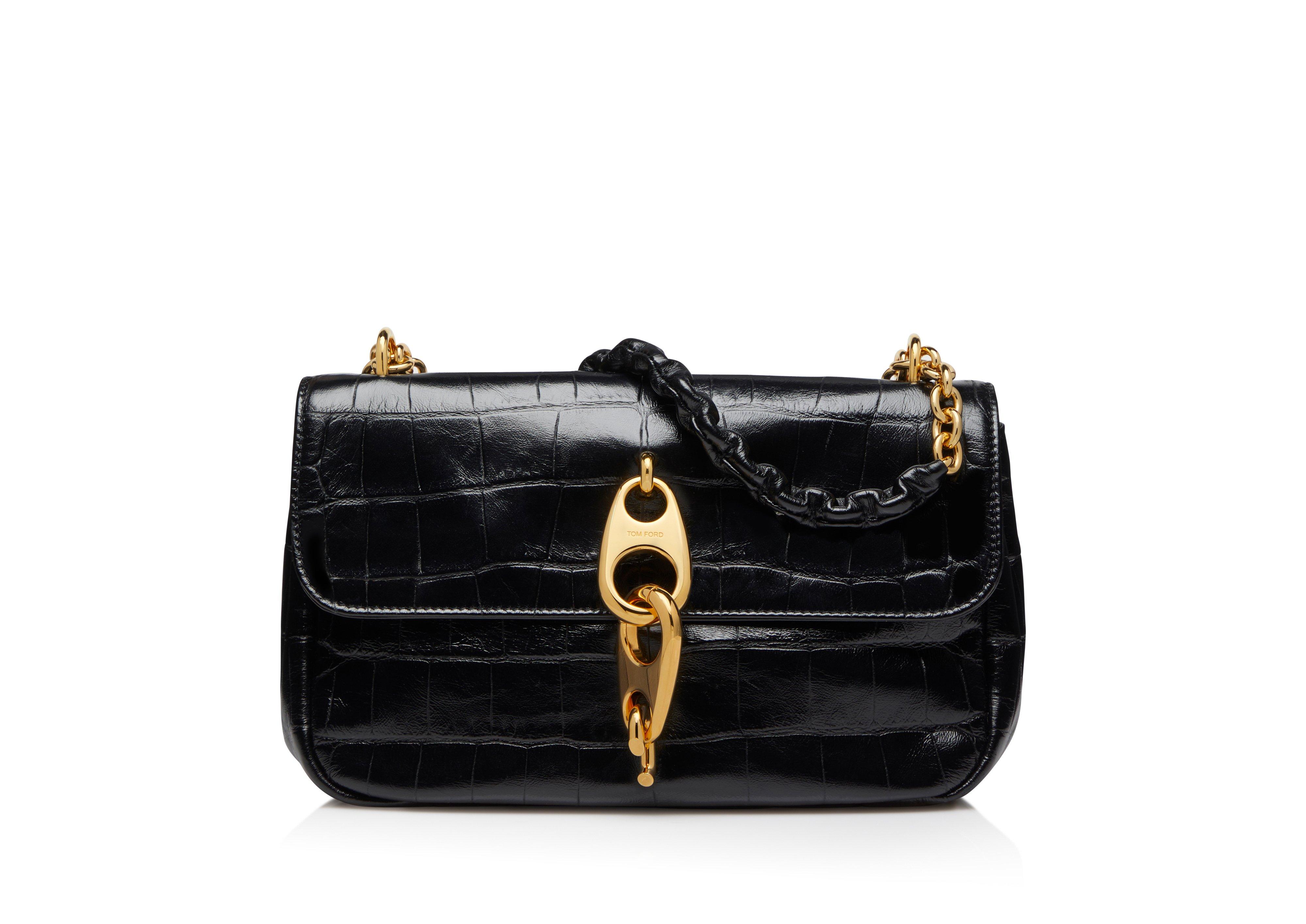 Carine Large Leather Shoulder Bag in Black - Tom Ford