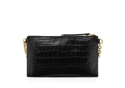 SHINY STAMPED CROCODILE LEATHER CARINE CLUTCH image number 3