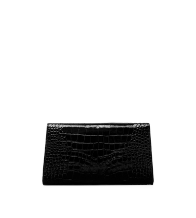 SHINY STAMPED CROCODILE LEATHER NOBILE CLUTCH image number 2