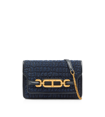 CROC-EFFECT QUILTED DENIM WHITNEY SMALL SHOULDER BAG image number 0