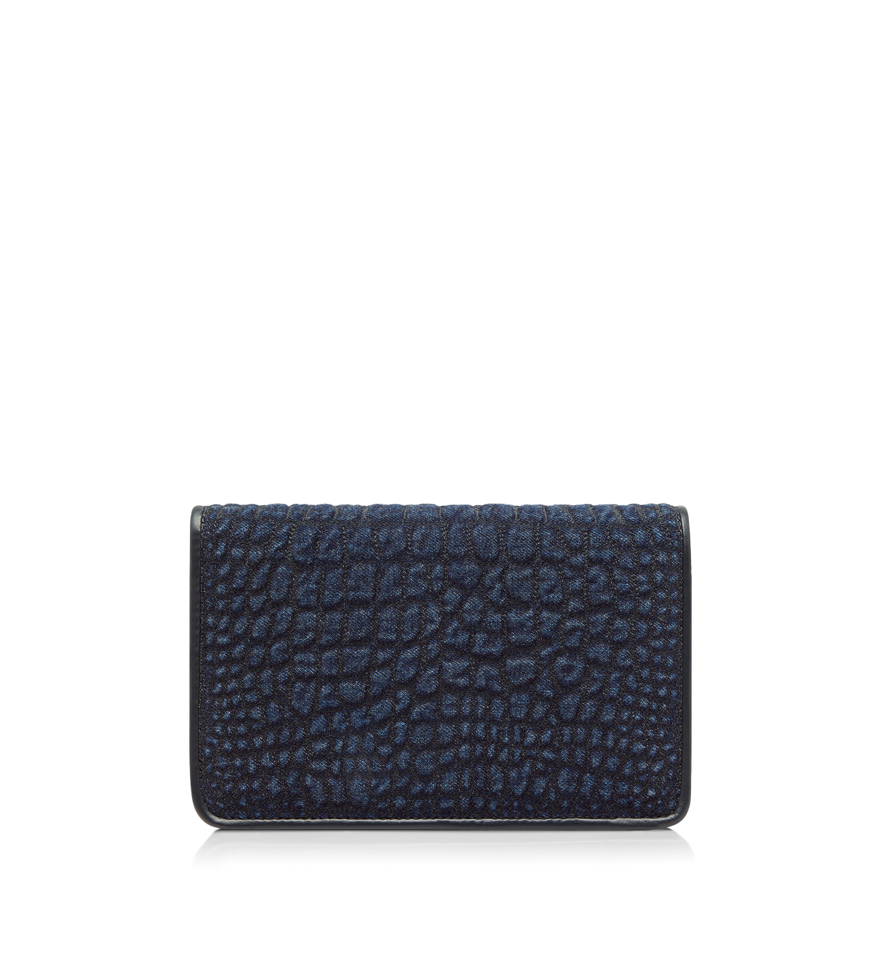 CROC-EFFECT QUILTED DENIM WHITNEY SMALL SHOULDER BAG image number 2