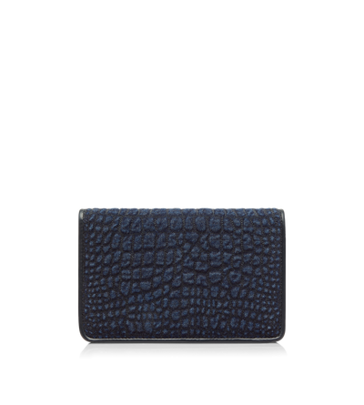 CROC-EFFECT QUILTED DENIM WHITNEY SMALL SHOULDER BAG image number 2