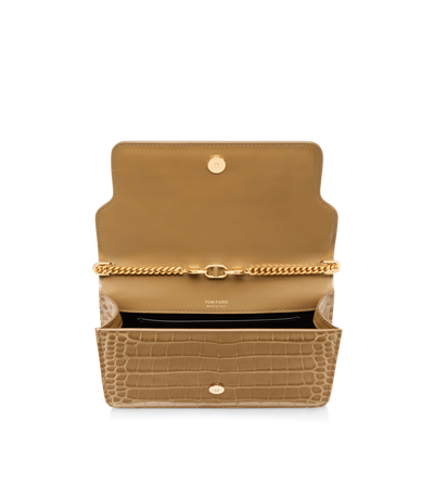 STAMPED CROCODILE LEATHER SMALL SHOULDER BAG image number 3