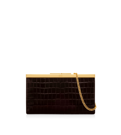 PRINTED CROC LEATHER LUX CLUTCH image number 0