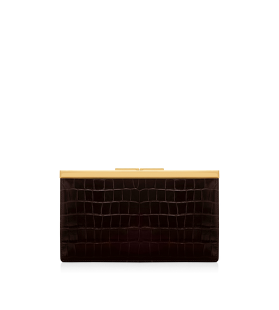 PRINTED CROC LEATHER LUX CLUTCH image number 2