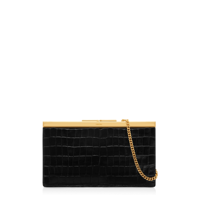 PRINTED CROC LEATHER LUX CLUTCH image number 0