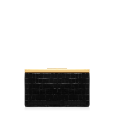 PRINTED CROC LEATHER LUX CLUTCH image number 2