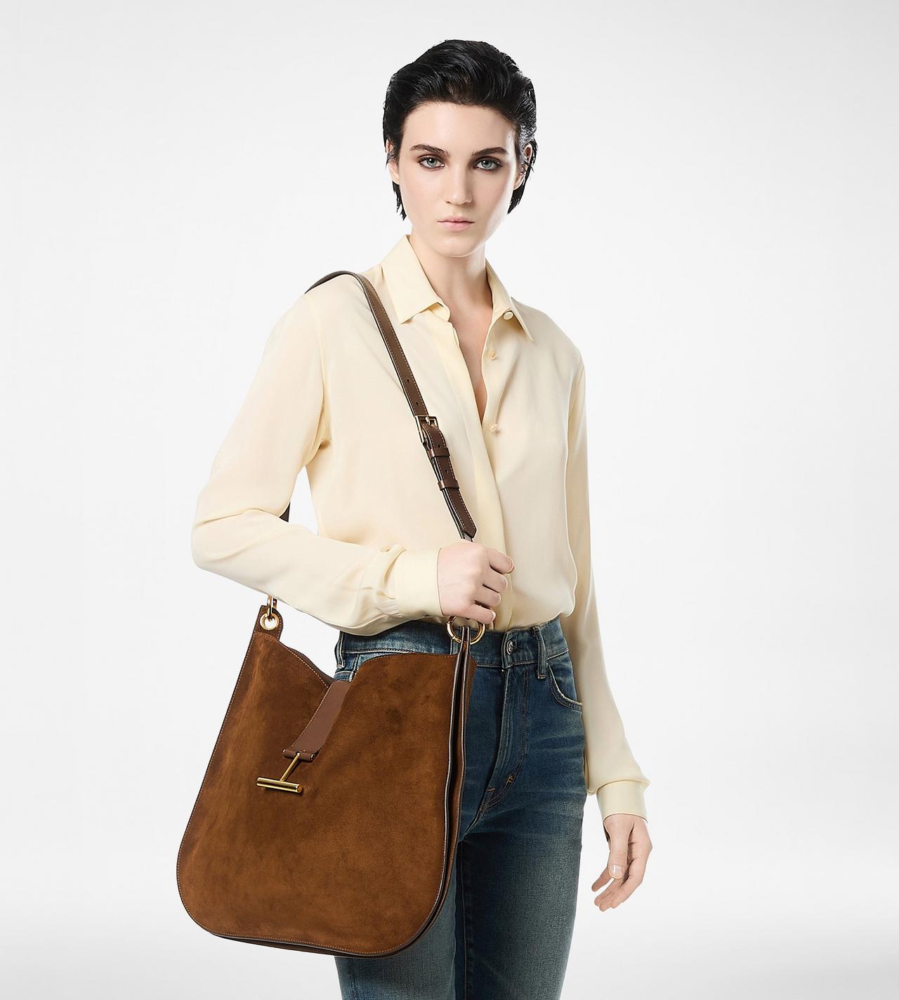 TOM FORD LEATHER WHISKY SUEDE LEATHER AND SMOOTH LEATHER TARA LARGE CROSSBODY