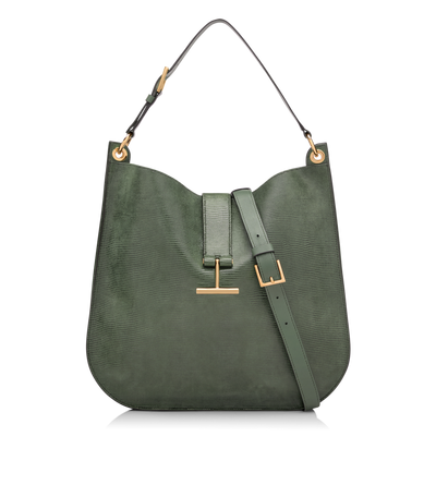 LIZARD-EFFECT SUEDE LEATHER TARA LARGE CROSSBODY image number 0