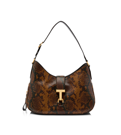 STAMPED PYTHON LEATHER MONARCH MEDIUM HOBO image number 0