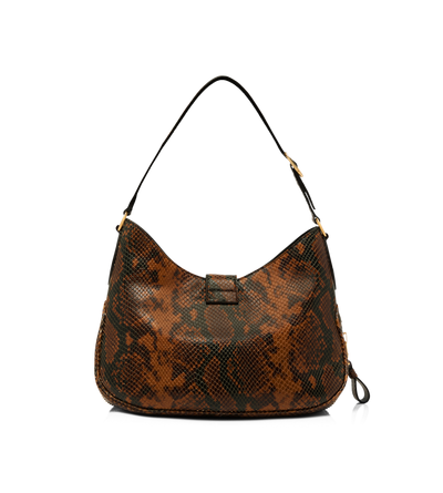 STAMPED PYTHON LEATHER MONARCH MEDIUM HOBO image number 2