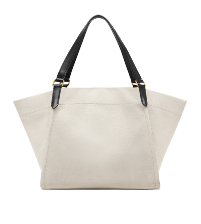 COTTON CANVAS AND SMOOTH LEATHER AMALFI LARGE TOTE image number 3