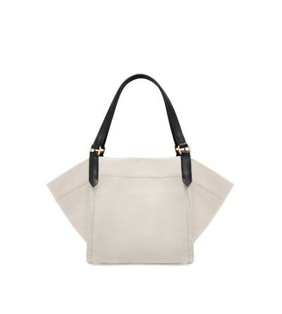 COTTON CANVAS AND SMOOTH LEATHER AMALFI SMALL TOTE image number 3