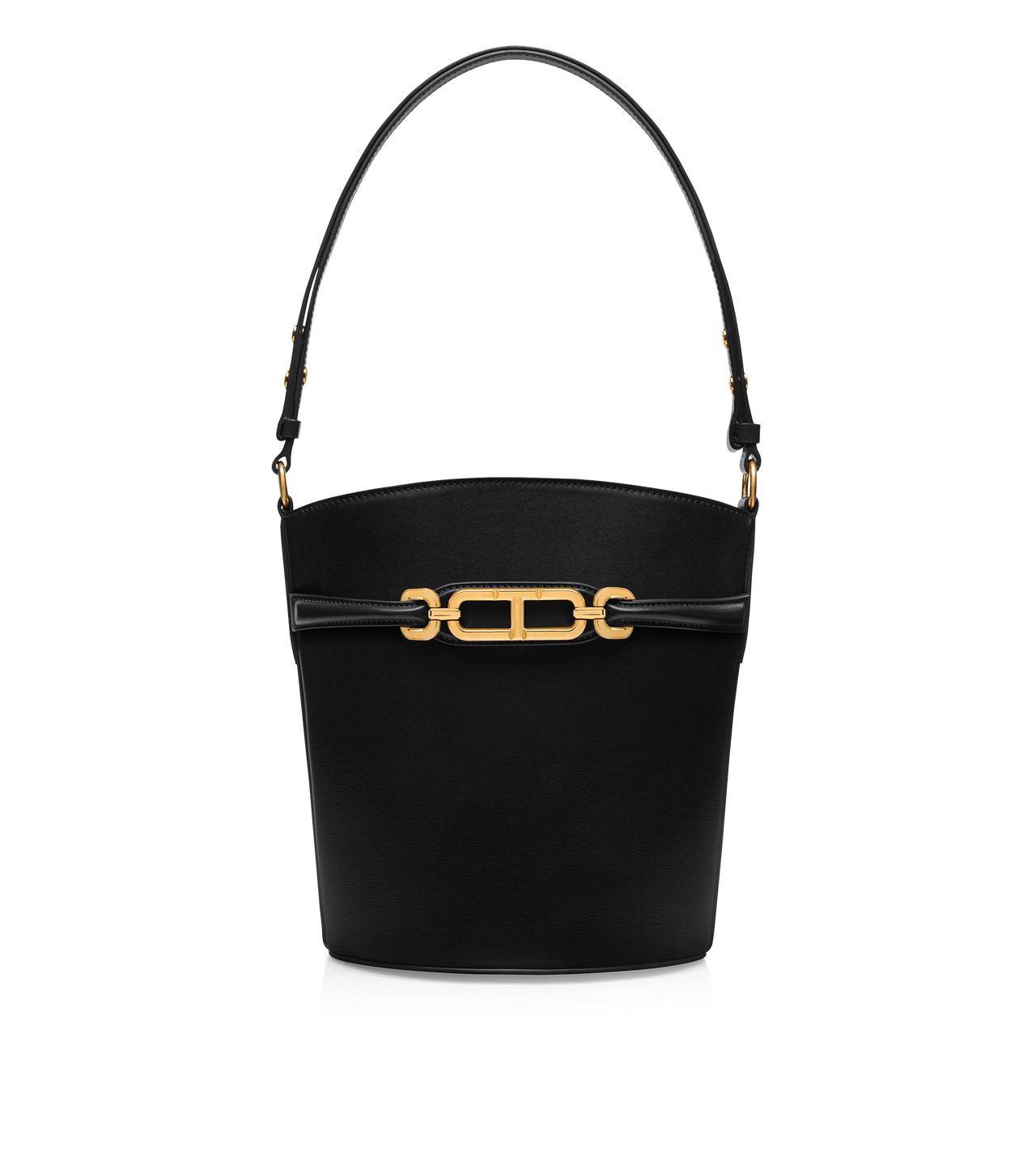 PALMELLATO-EFFECT LEATHER MEDIUM BUCKET BAG image number 0