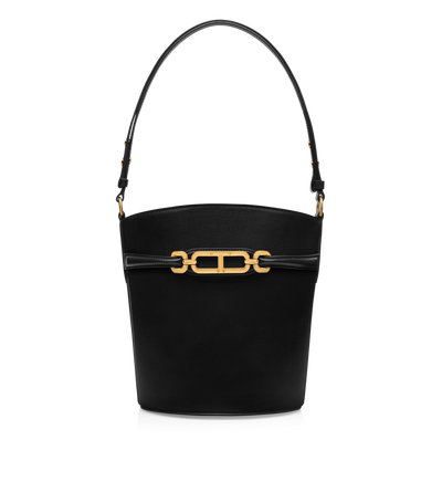 PALMELLATO-EFFECT LEATHER MEDIUM BUCKET BAG image number 0