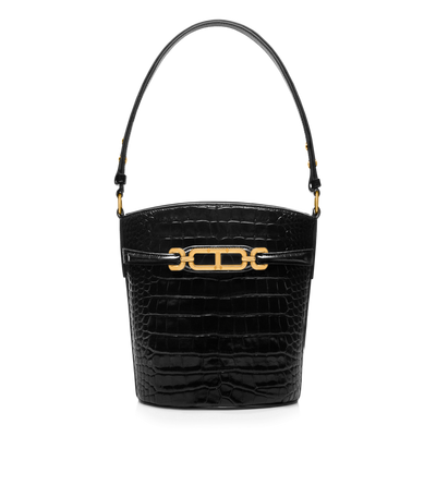 STAMPED CROCODILE LEATHER WHITNEY MEDIUM BUCKET BAG image number 0