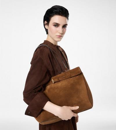 TOM FORD LEATHER WHISKY SUEDE LEATHER AUDREY MEDIUM TOTE
