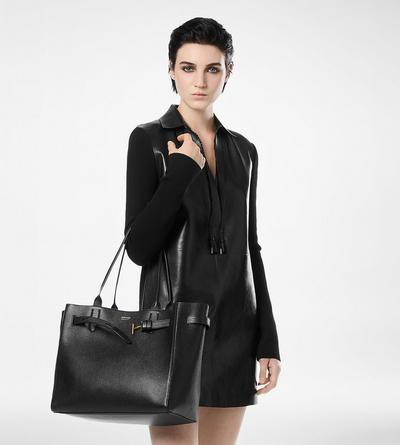 TOM FORD LEATHER BLACK GRAIN LEATHER AUDREY MEDIUM TOTE