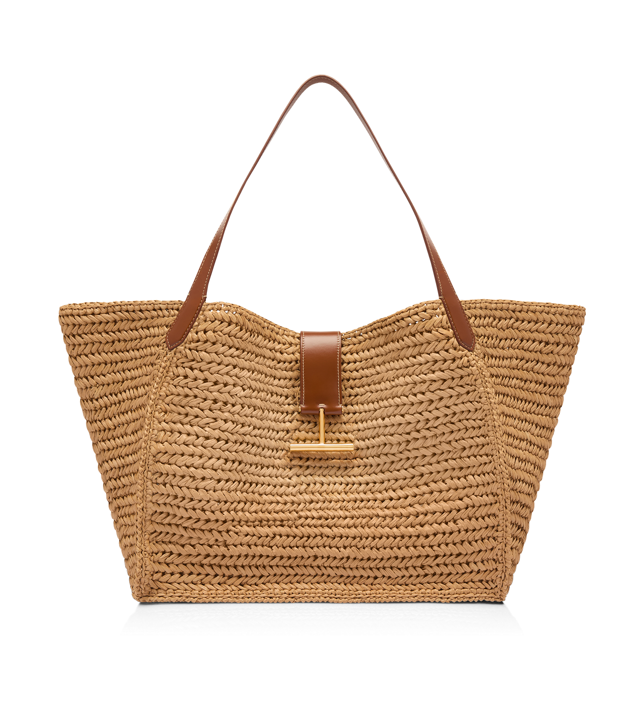 RAFFIA AND LEATHER TARA LARGE TOTE image number 0