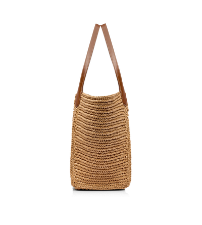 RAFFIA AND LEATHER TARA LARGE TOTE image number 1