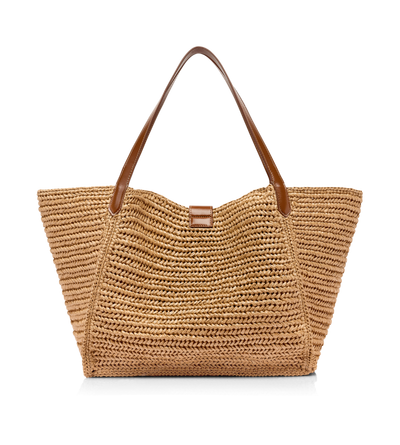 RAFFIA AND LEATHER TARA LARGE TOTE image number 2