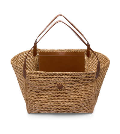 RAFFIA AND LEATHER TARA LARGE TOTE image number 3