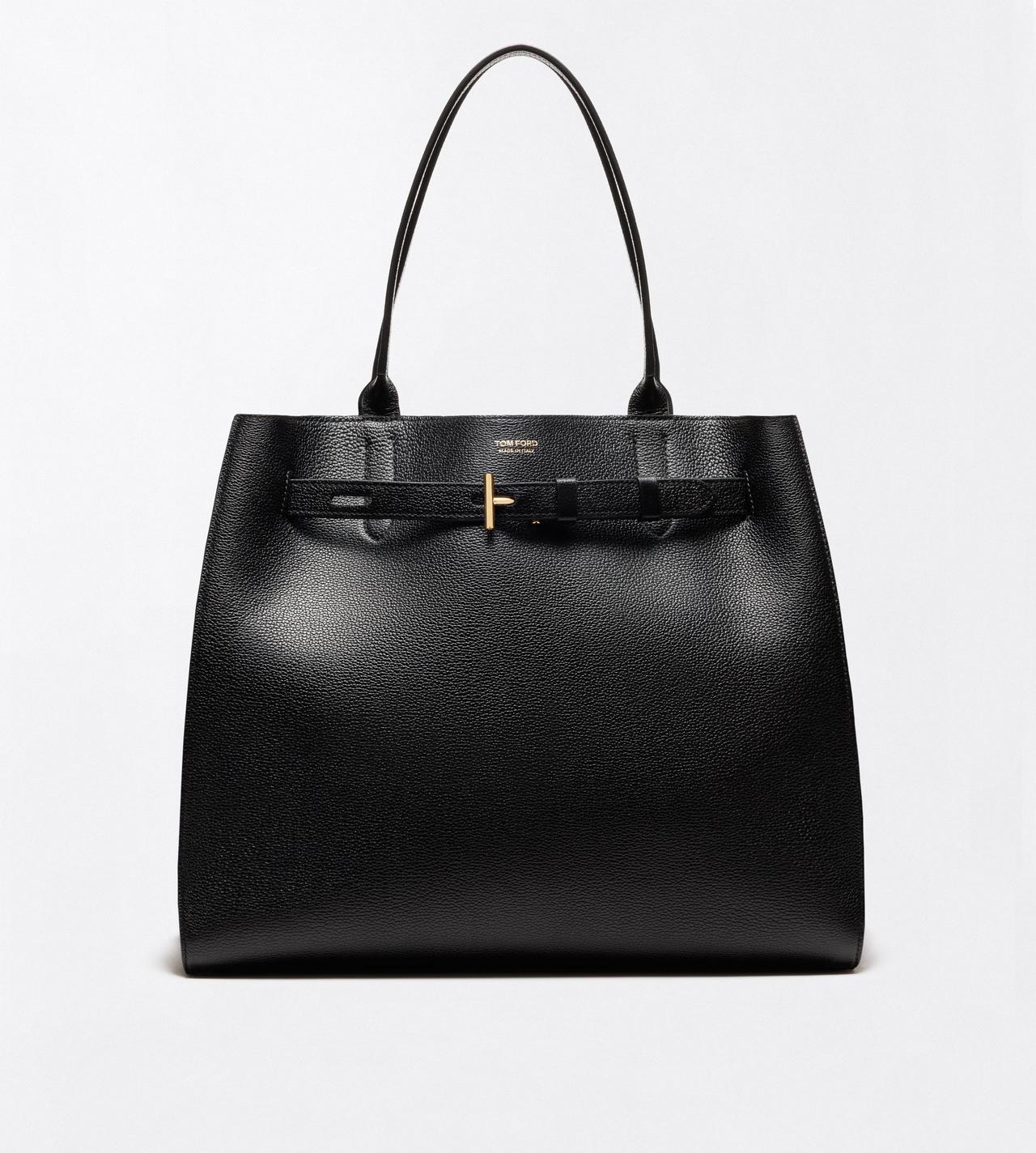 TOM FORD LEATHER BLACK GRAIN LEATHER AUDREY LARGE TOTE