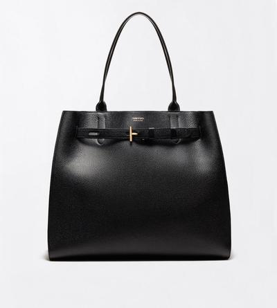 TOM FORD LEATHER BLACK GRAIN LEATHER AUDREY LARGE TOTE